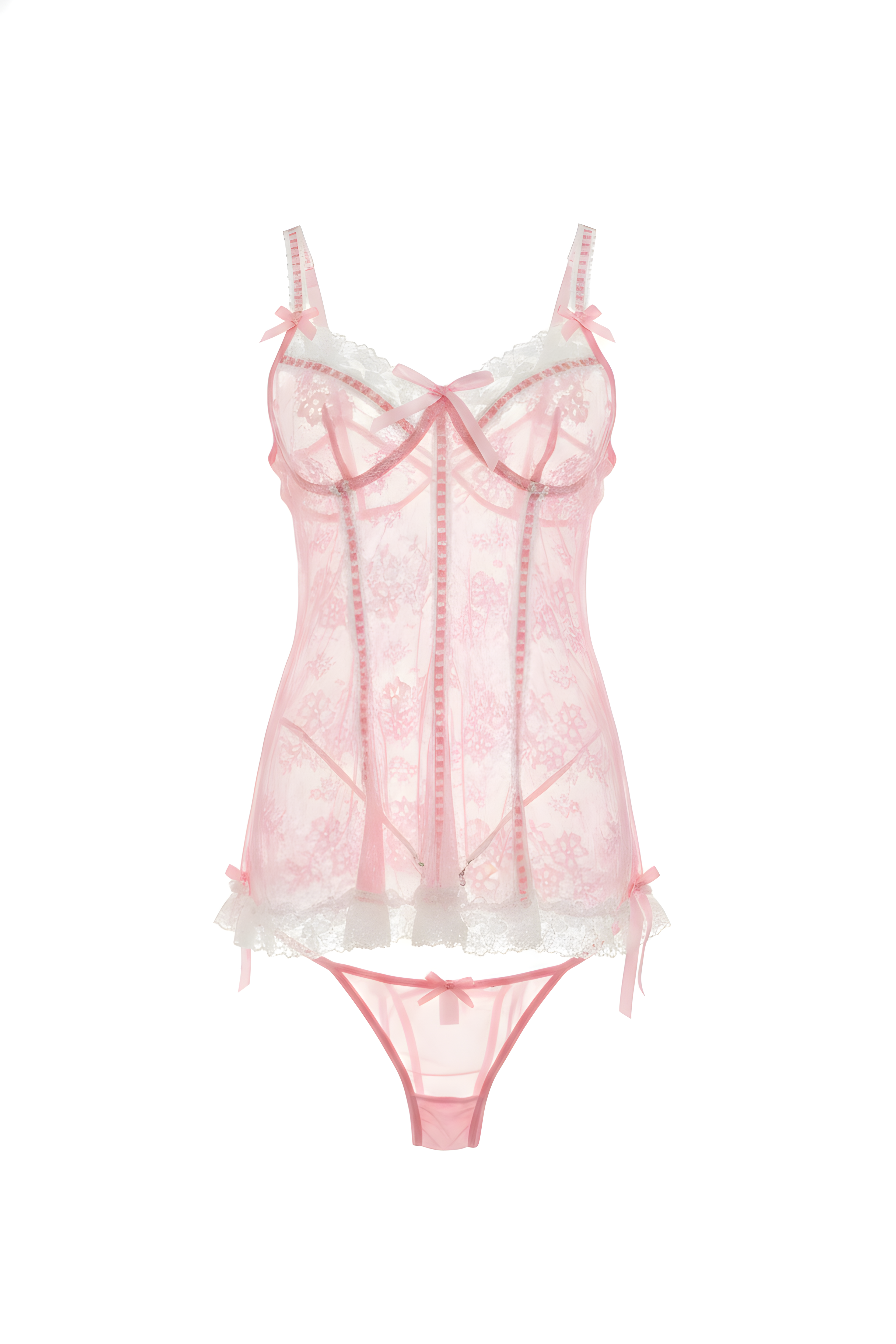 Blush Lace Garter Lingerie Set