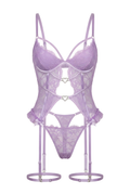 Lavender Dream Lace Garter Bodysuit