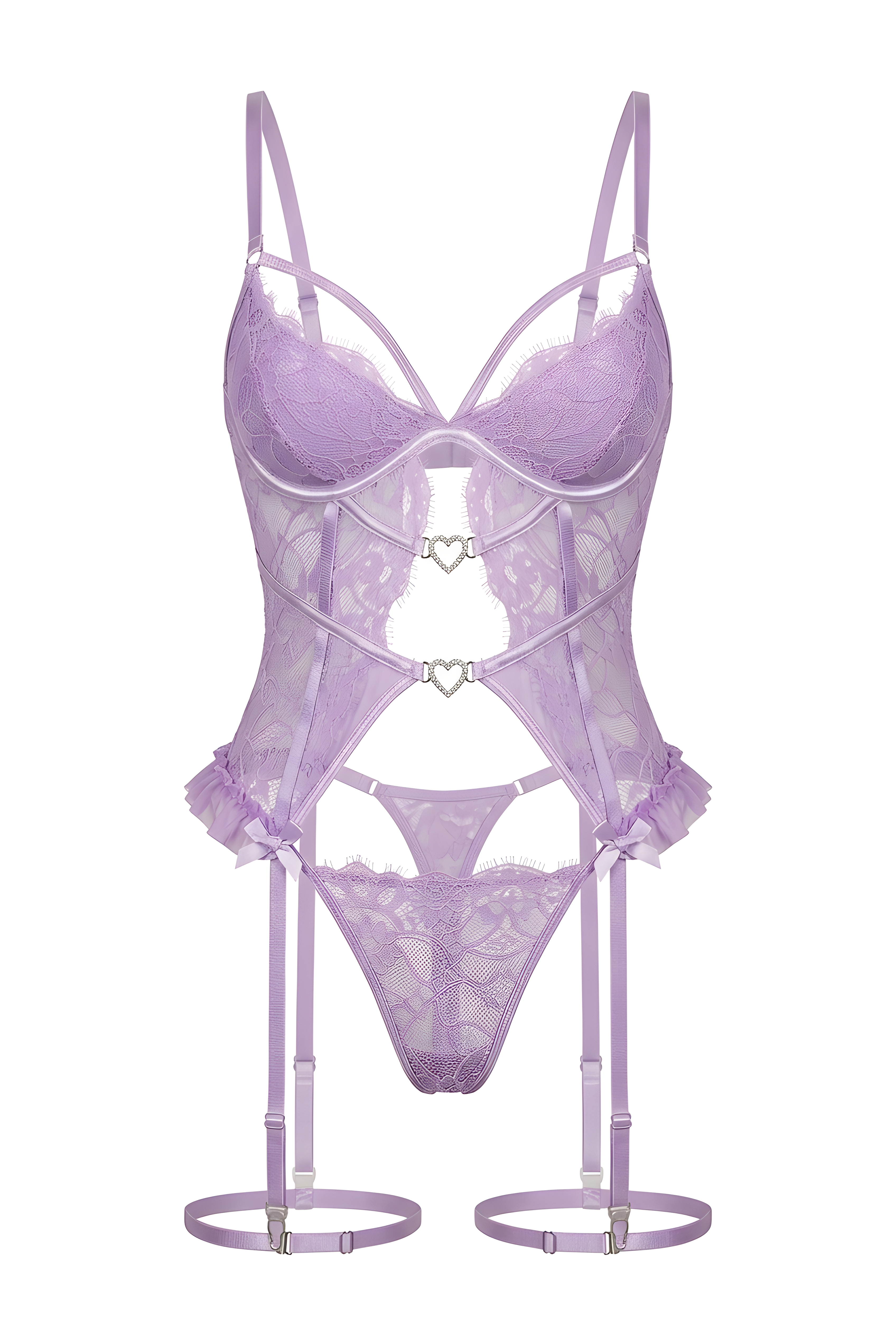 Lavender Dream Lace Garter Bodysuit