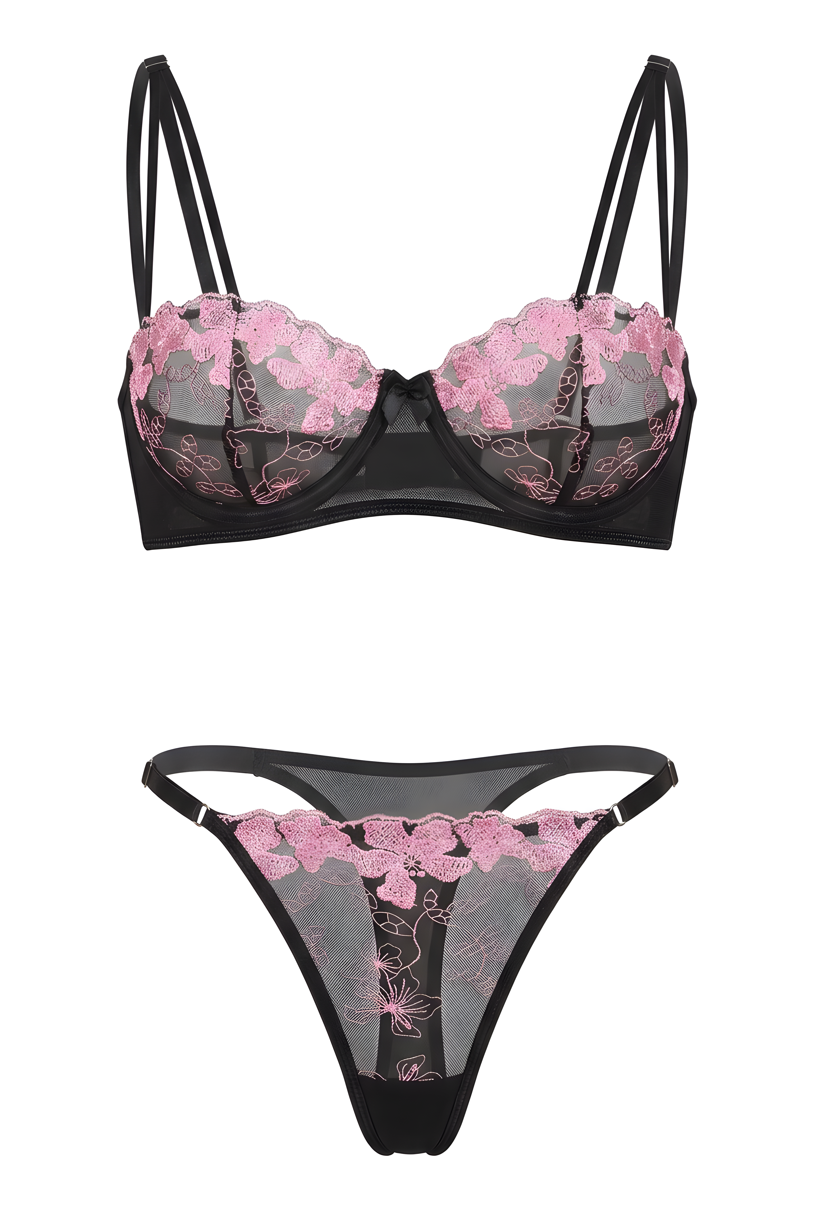 Midnight Blossom Lace Lingerie Set